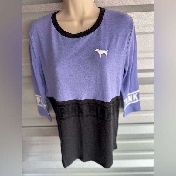 Victoria’s Secret PINK! Purple and Gray Quarter Sleeve Tee Shirt Size XS NWT - Picture 5 of 11